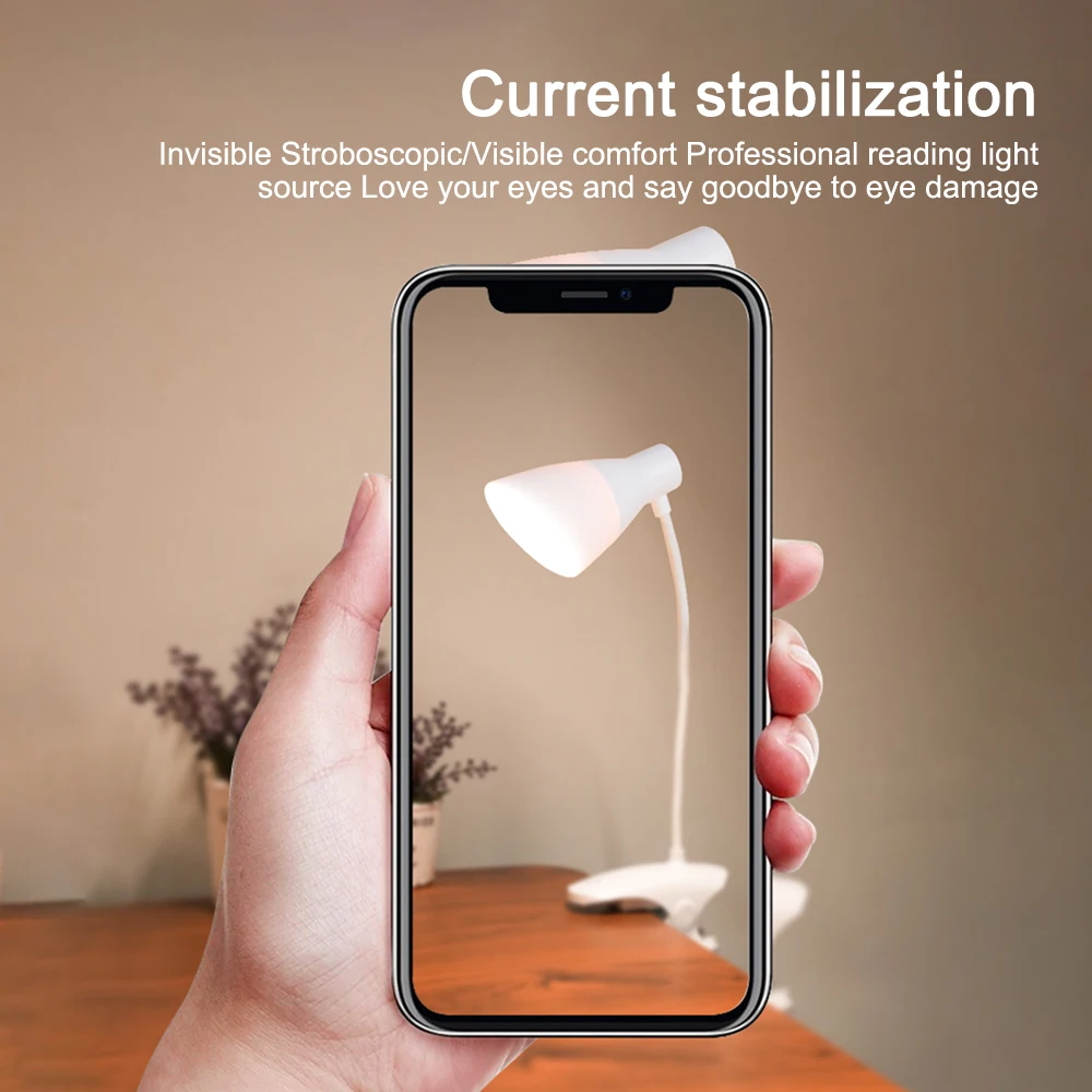 Lampada da tavolo a Clip ricaricabile dimmerabile continuo LED Clip-on luce di lettura lampada da lettura portatile per libri lampada da scrivania per la protezione degli occhi