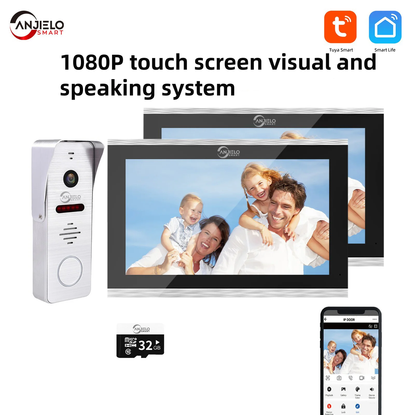 Anjielo 10-inch tuya touch screen wireless video intercom 1080P camera smart home phone doorbell