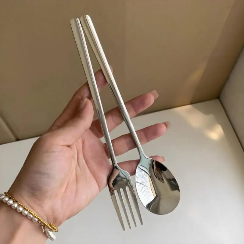 Stainless Steel Big Head Round Spoon Net Red Golden Dinner Long Handle Stirring Dessert Spoons For Kitchen Accessories Gadgets