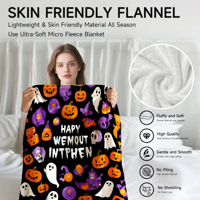 قطعة واحدة من بطانية اليقطين لشبح الهالوين، مناسبة لأسرة الأريكة والمكاتب والمزيد - للاستخدام في جميع المواسم