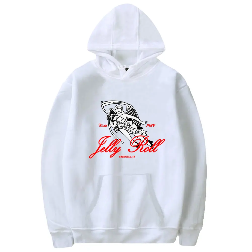 Jelly Roll Hoodies Even Angels Cry Merch Print Unisex Fashion Funny Casual Streetwear Sweatshirts