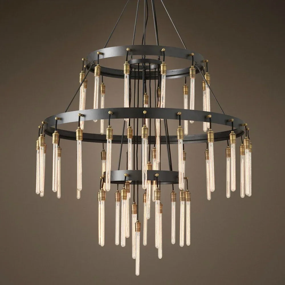 

Vintage American Candle Led Chandelier Chandelier Lighting,classic Eddie Family Hotel Living Room Wooden House Decoration