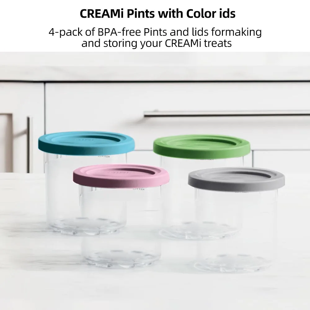 1PC Randomly send color Ice Cream Container for Ninja Creami Pints 16oz Cups Compatible NC301 NC300 NC290 Series Ice Cream Maker