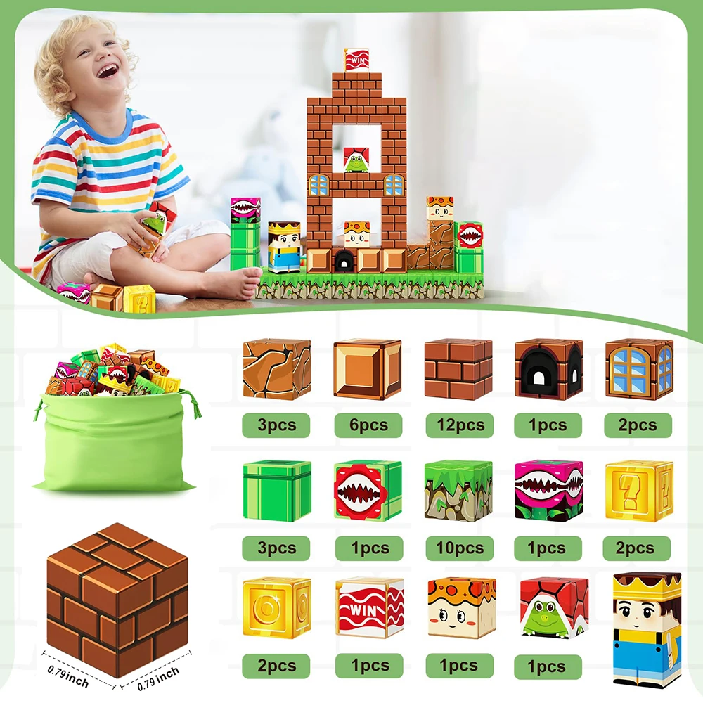 자석 블록 조립 장난감 자석 세트 유아용 감각 발달 장난감 남아 & 여아용 자석 큐브 게임
