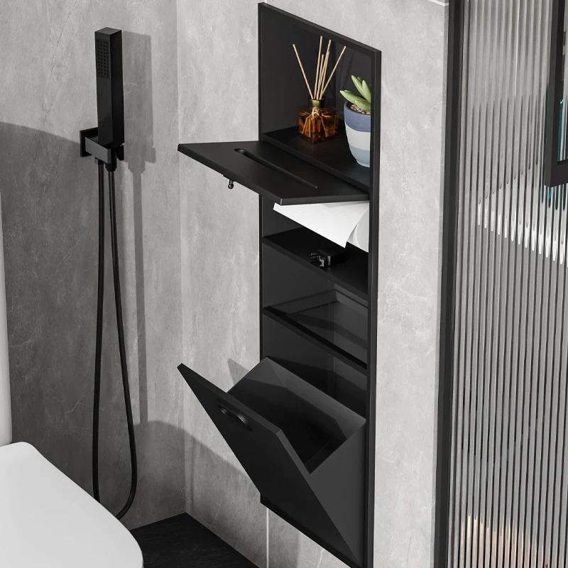 المخصصة الفولاذ المقاوم للصدأ المتخصصة المرحاض رف المهملات يمكن جزءا لا يتجزأ من خزانة المرحاض المعدنية المتخصصة #4