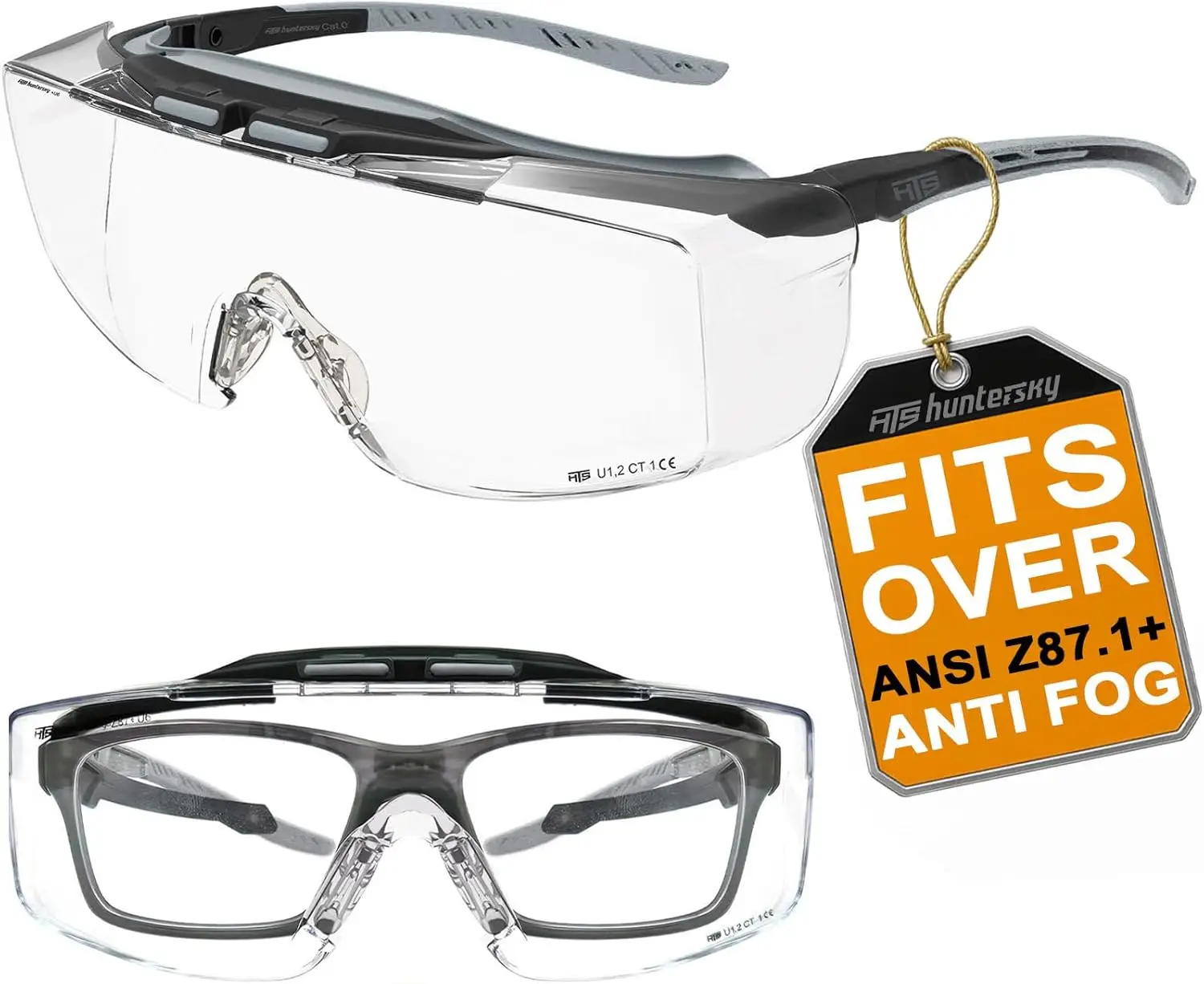 

Anti-Fog Safety Glasses with UV Protection, Fit Over Eyeglasses Up to 1.88 Inch, ANSI Z87.1+ Certified OTG Goggles