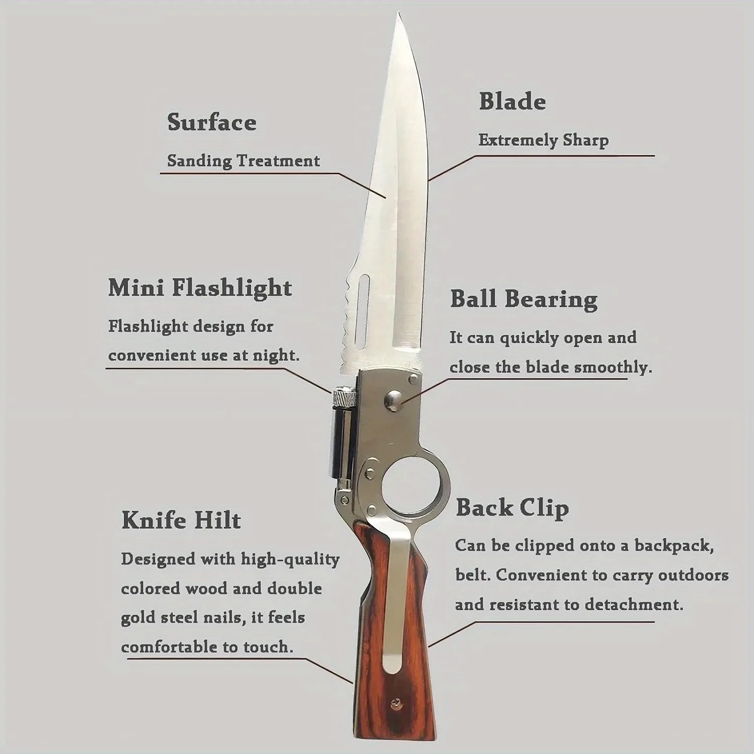 1pc Outdoor Military Tactical Knife, EDC Pocket Knife, Self-Defense, Suitable for Field Survival Multi-functional Knives