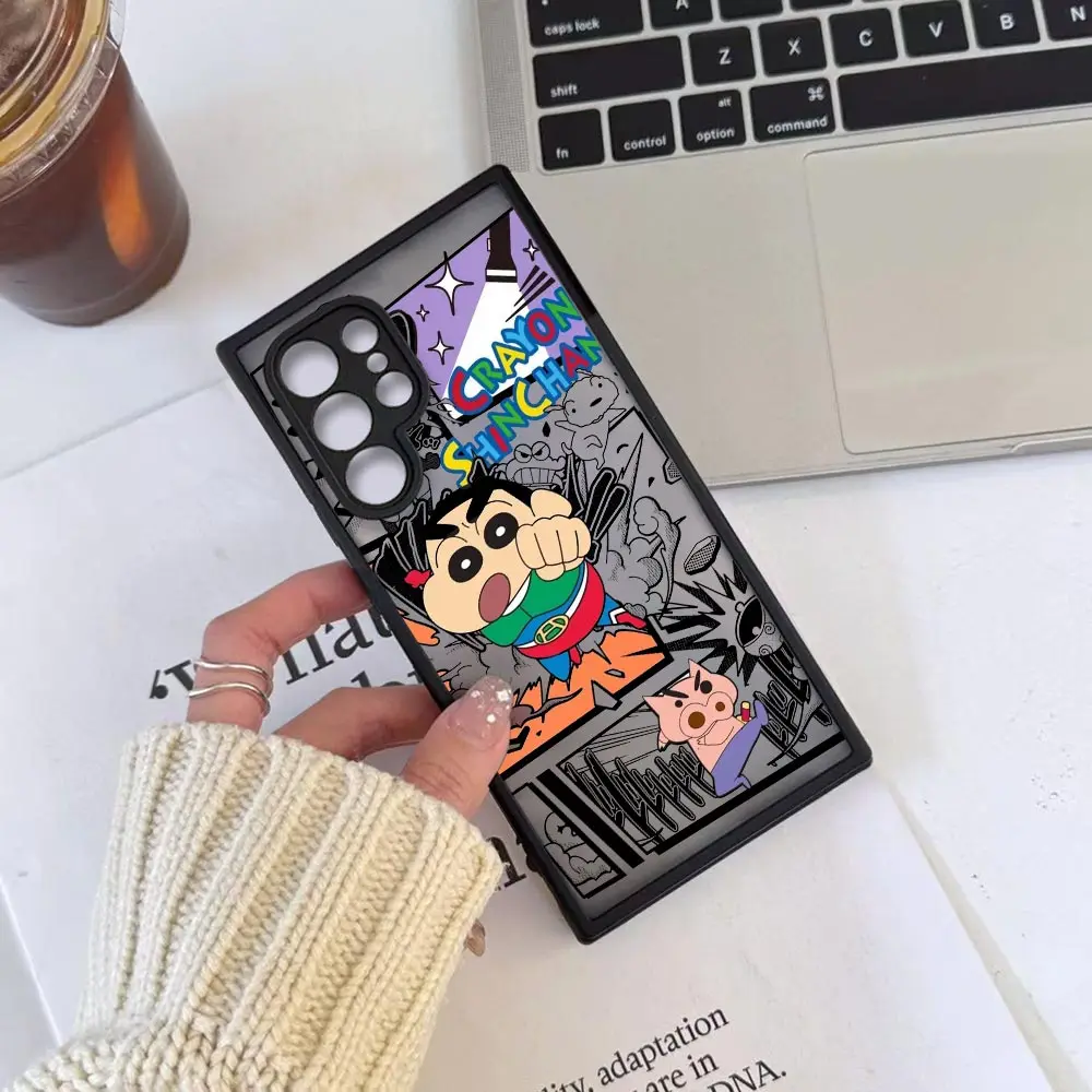 أنيمي C-Crayon S-ShinChan جراب هاتف ل ممن لهم رينو 14 14f 13 13f 8 8t 7 7z 6 6z 5 4 3 Pro زائد 5G أسود شفاف Mtte غطاء #3