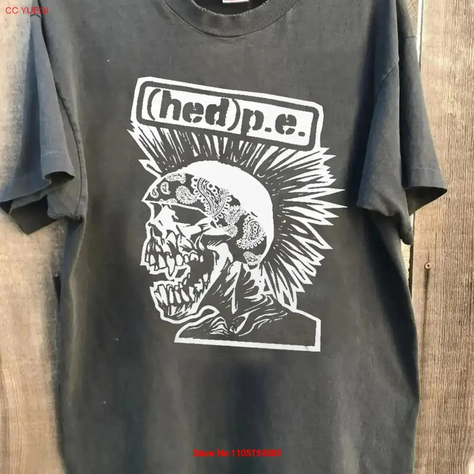 Hed pe band 90s Remake Charcoal T shirt basic tee NH18774 vintage Washed Stretched Versatile Breathable streetwear vintage