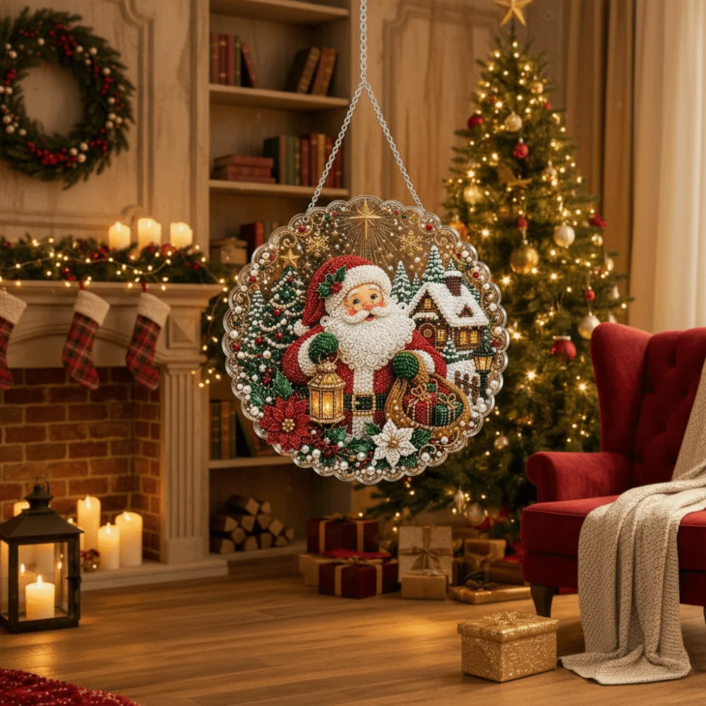 Metal Chain Diamond Painting Kit Window Decor Diamond Painting Christmas Festive Wall Decor Pearl Suncatcher Painting Kit