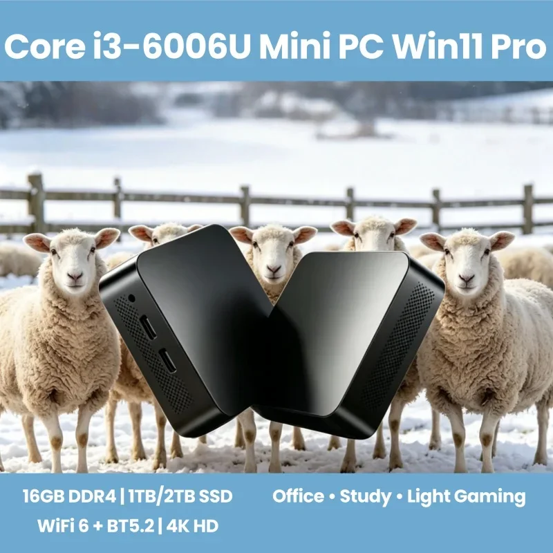 

2026 Hot Mini PC Core i3-6006U Win11 Pro 16GB RAM 1TB/2TB SSD WiFi6 BT5.2 4K HD Home Office Gaming Learning