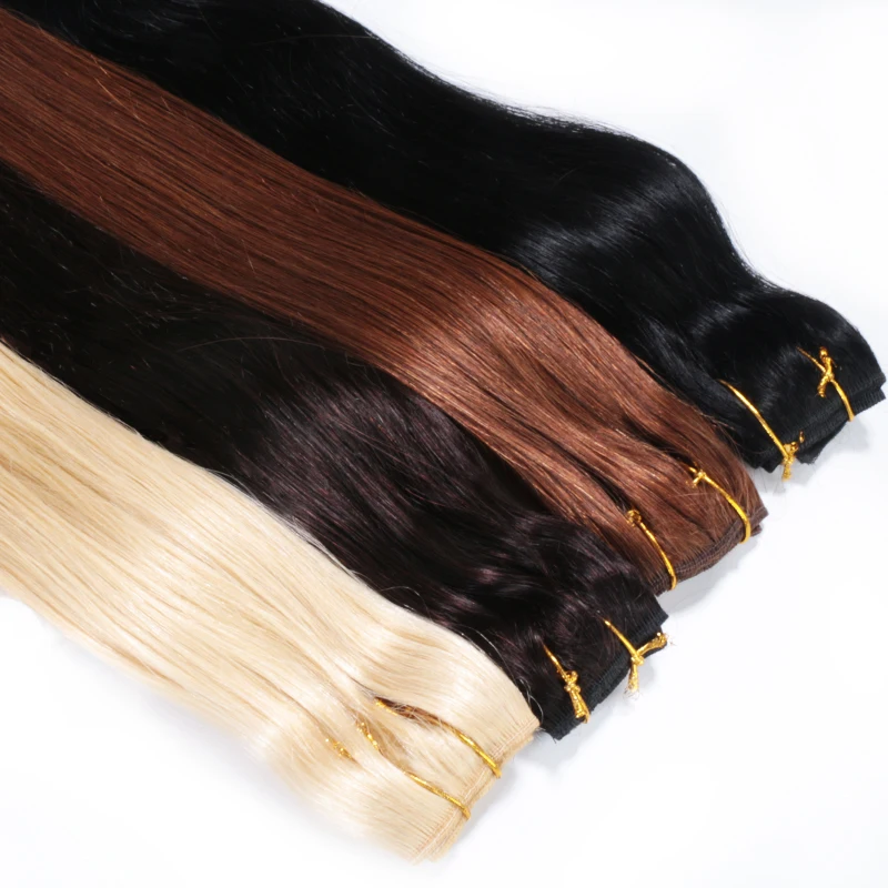 Clip en extensiones de cabello humano de una pieza, cabello Remy brasileño, Color Natural, rubio claro, recto, postizo para mujer