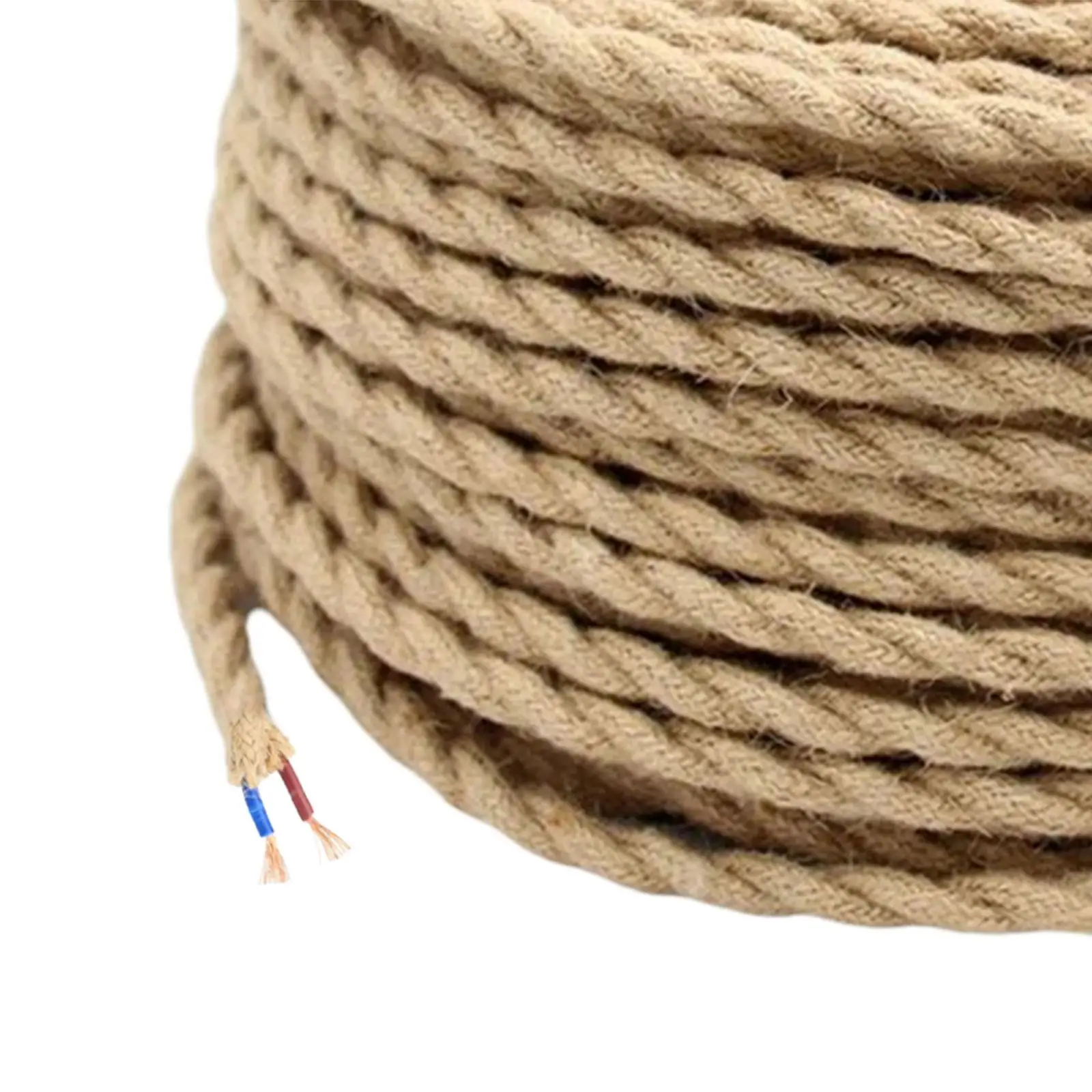 Textile Hemp Electric Wires Vintage 2x0.75mm 5M Braided Electrical Wire for Bedroom Industrial Lighting Living Room DIY Projects