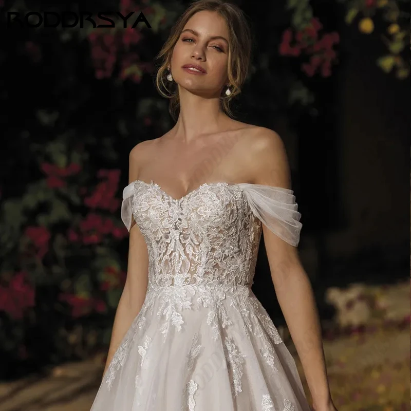 RODDRSYA Sweetheart off-shoulder trouwjurk voor dames elegante tule A-lijn bruidsjurk sexy rugloze vesten Novias Boda Sweetheart off-shoulder trouwjurk voor dames elegante tule A-lijn bruidsjurk sexy rugloze vesten Nov