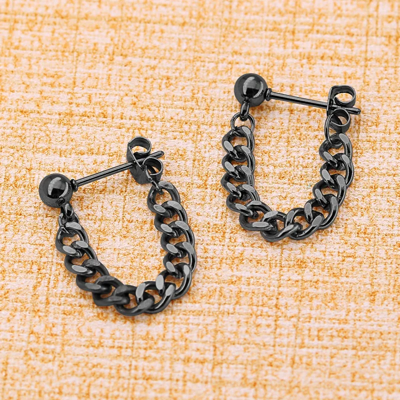 Titanium Steel Chain Earrings For Men Women Hiphop Rock Punk Fashion Jewelry Piercing Earring Homme Accessories Wholesale - view 4