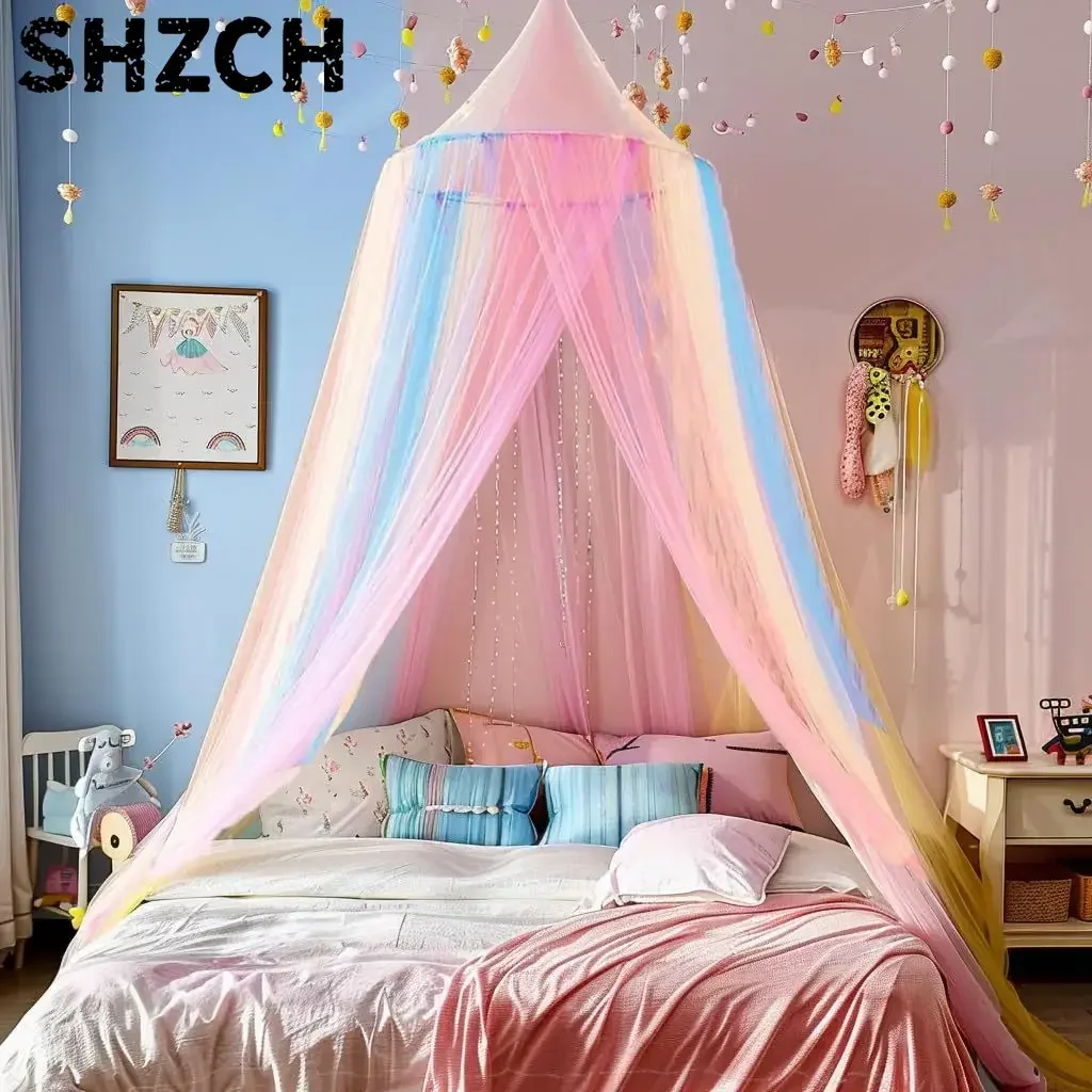 Mosquito Net Rainbow Dome Bed Mantle Free Installation Ceiling Children Princess Wind Mosquito Net Large Single Door Folding