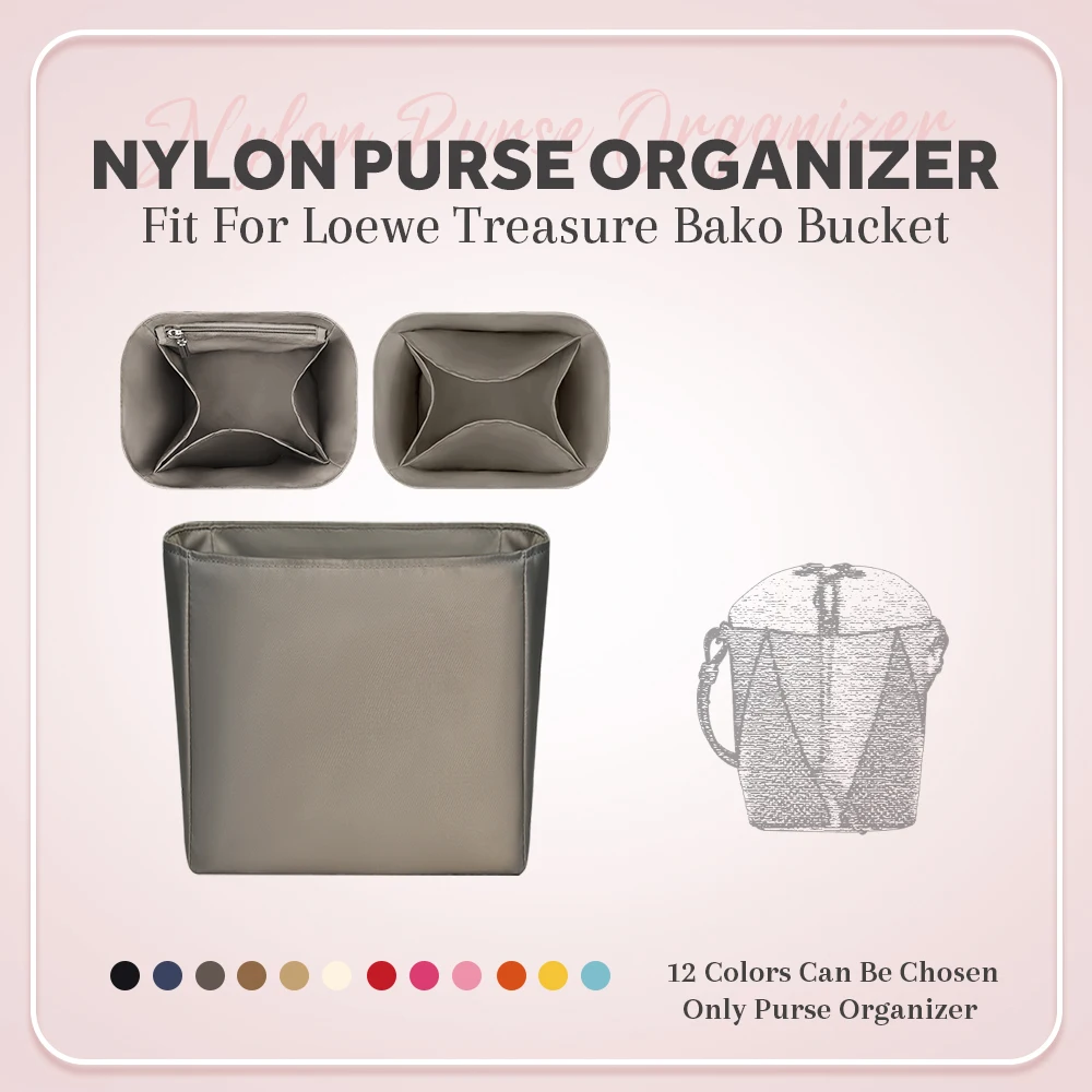 

Nylon Purse Organizer Insert, Liners Purse Storage Bag Fit for Loewe Treasure Bako Bucket Inside Storage Bag Makeup Organizer