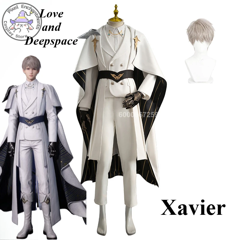 

Love And Deepspace Game Xavier Cosplay Costume Men Handsome Star Sea Traveler Uniform Suit Wig Halloween Party Role Play Outfit