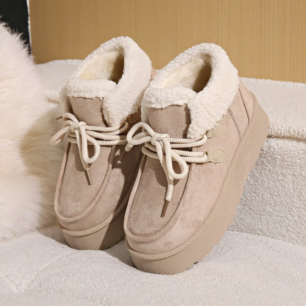 

Trendy Women's Low Heel Ankle Boots Winter Waterproof Snow Boots with Soft Fur Lining Warm Cold-Resistant Shoes big size fashion
