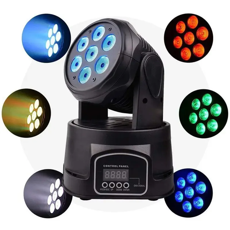 7 balançando a cabeça tingida Pa luzes Barra KTV girando LED luzes coloridas Sete luzes de cabeça balançando de 10 watts