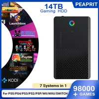 PEAPRIT HDD para juegos de 14TB con Hyperspin Launchbox Retrobat Playnite Coinops 98K + consola de videojuegos Retro para PS5/PS4/PS3/SWITCH
