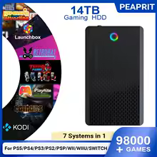 PEAPRIT 14TB Gaming HDD with Hyperspin Launchbox Retrobat Playnite Coinops 98K+ Retro Video Games Console for PS5/PS4/PS3/SWITCH