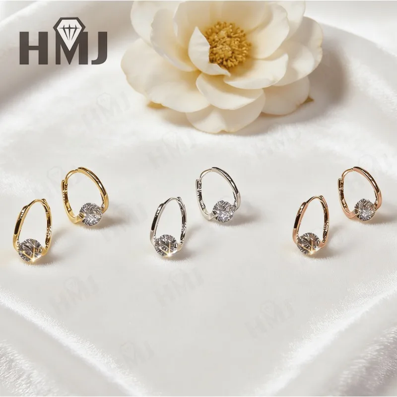 Moissanite Earrings with 1-2CT D Color Round Moissanite 925Silver Plated Ear Stud for Women Fashion Daily Christmas Gift Quality