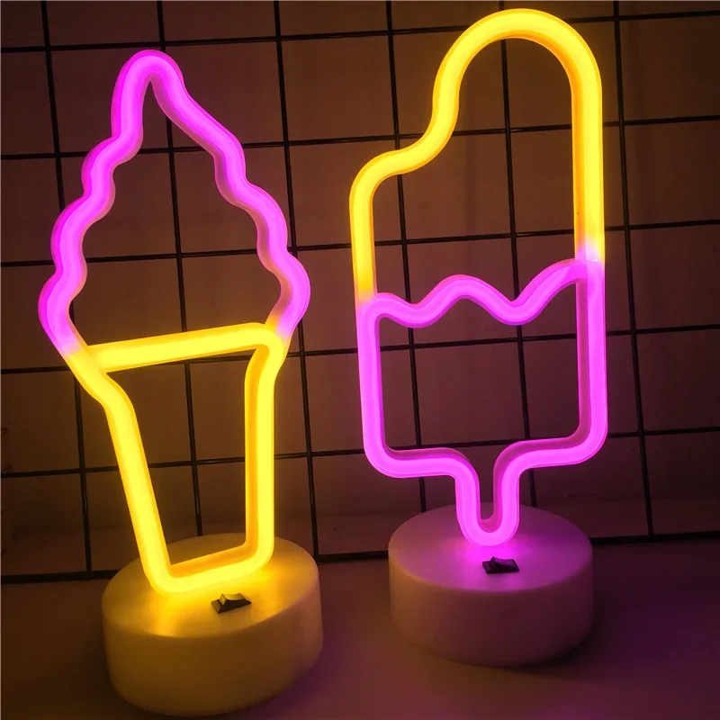 LED Neon Light Neon Sign Popsicle Lamp for Ice Cream Shop Pastry Display Restaurant Bar Holiday Decor Sign Christmas Night light