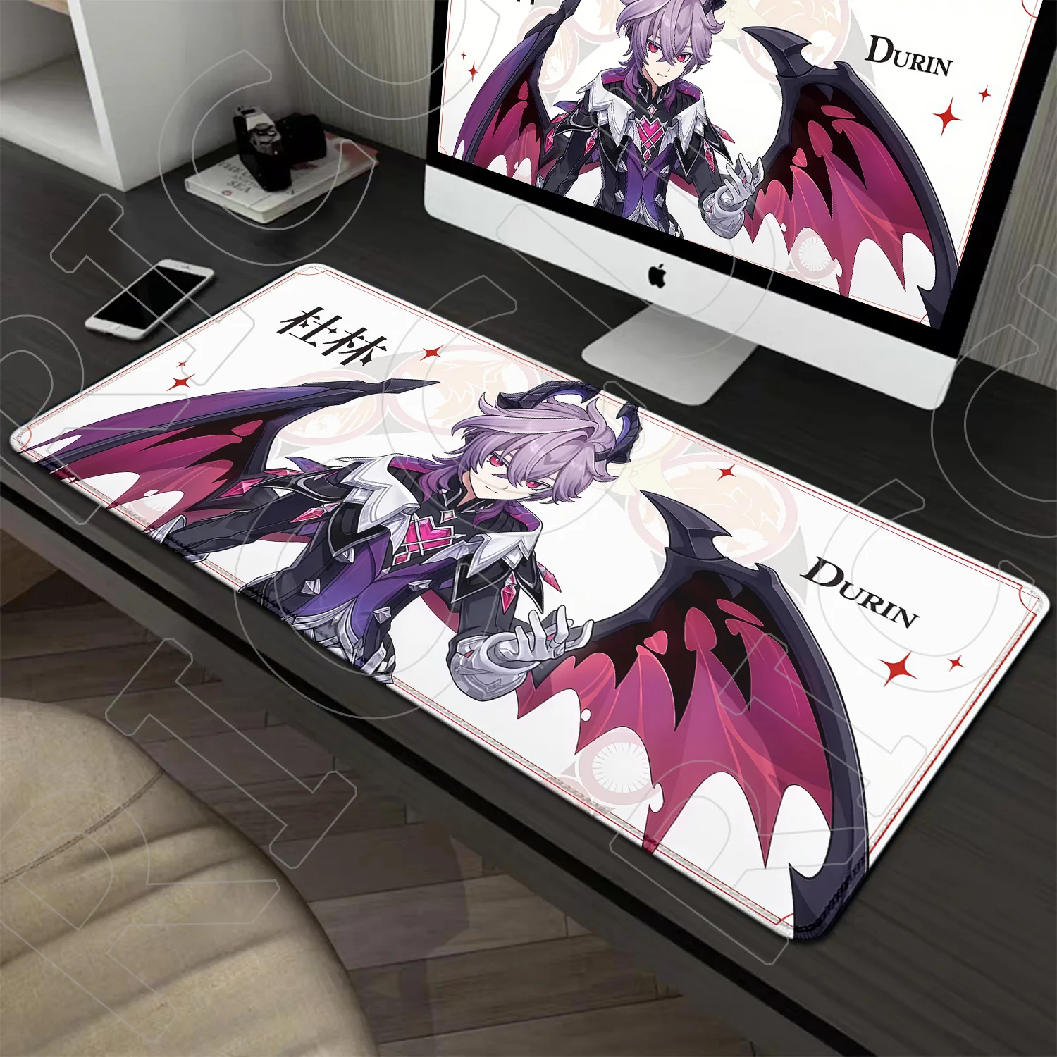 

XXL Genshin Impact Durin expand Desk Mat Anime Gaming accessories Mouse Pad Lock Edge 400x900mm Playmat Office Keyboard Mousepad