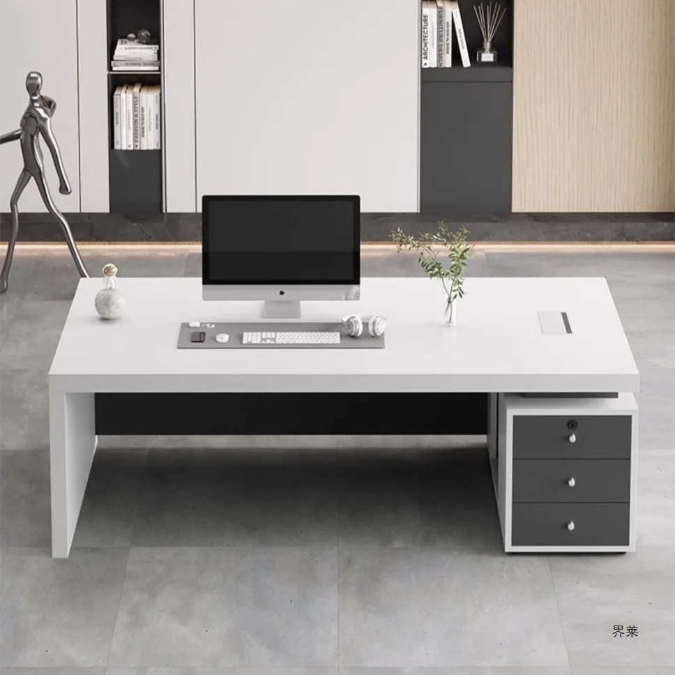 HYS Simple Modern Boss Office Computer Book Desk Chair Combination Office Financial Manager Desk Administrative Supervisor