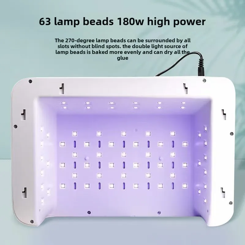 ใหม่ 180W UV LED โคมไฟสําหรับกดบนเครื่องเป่าเล็บ Fast แห้ง LED โคมไฟเล็บเล็บภาษาโปลิชคําพับได้สําหรับบ่มเจลเล็บ