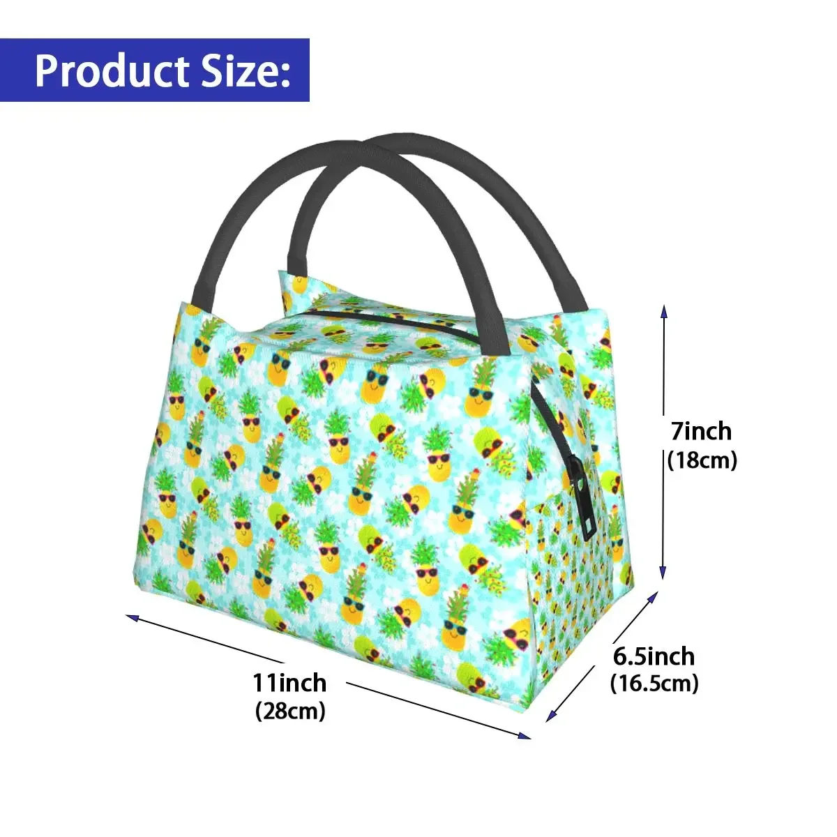 Christmas Pineapples Lunch Bag Funny Tropical Print Portable Lunch Box Girls Picnic Designer Cooler Bag Leisure Tote Food Bags