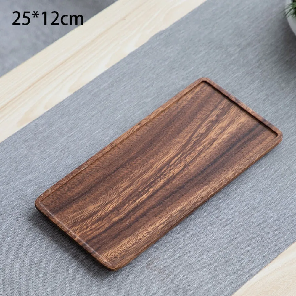 Simple Walnut Tea Tray Wooden Round Serving Platter Tray Leaf Storage Dinner Plates Tea
