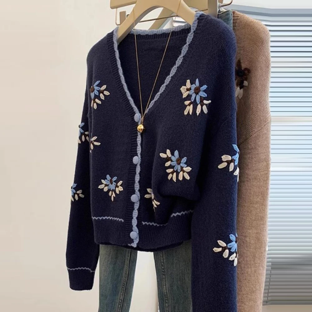 High-end 2025 outono e inverno novas roupas femininas moda reduzindo a idade cardigan de malha high-end wear topo