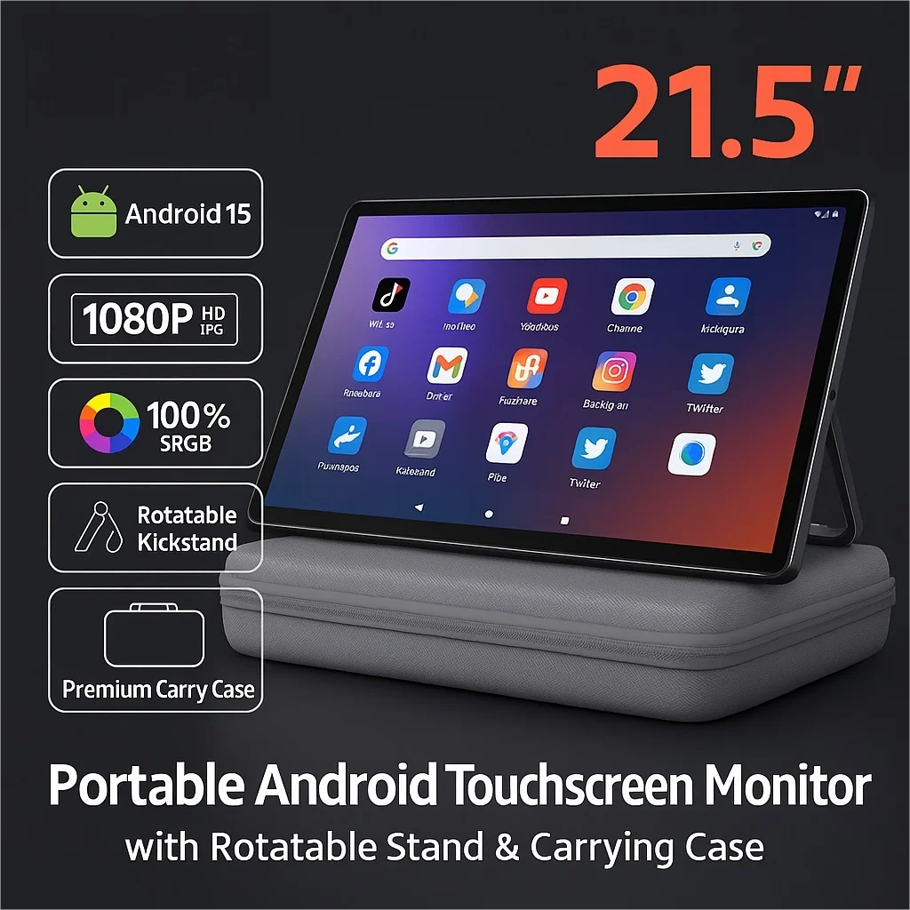 New 21.5 Inch Android 15 Ultra-Thin Tablet with Foldable Stand & Bag 13MP Camera 47Wh battery 6G 128G Large Memory PC 1920*1080P