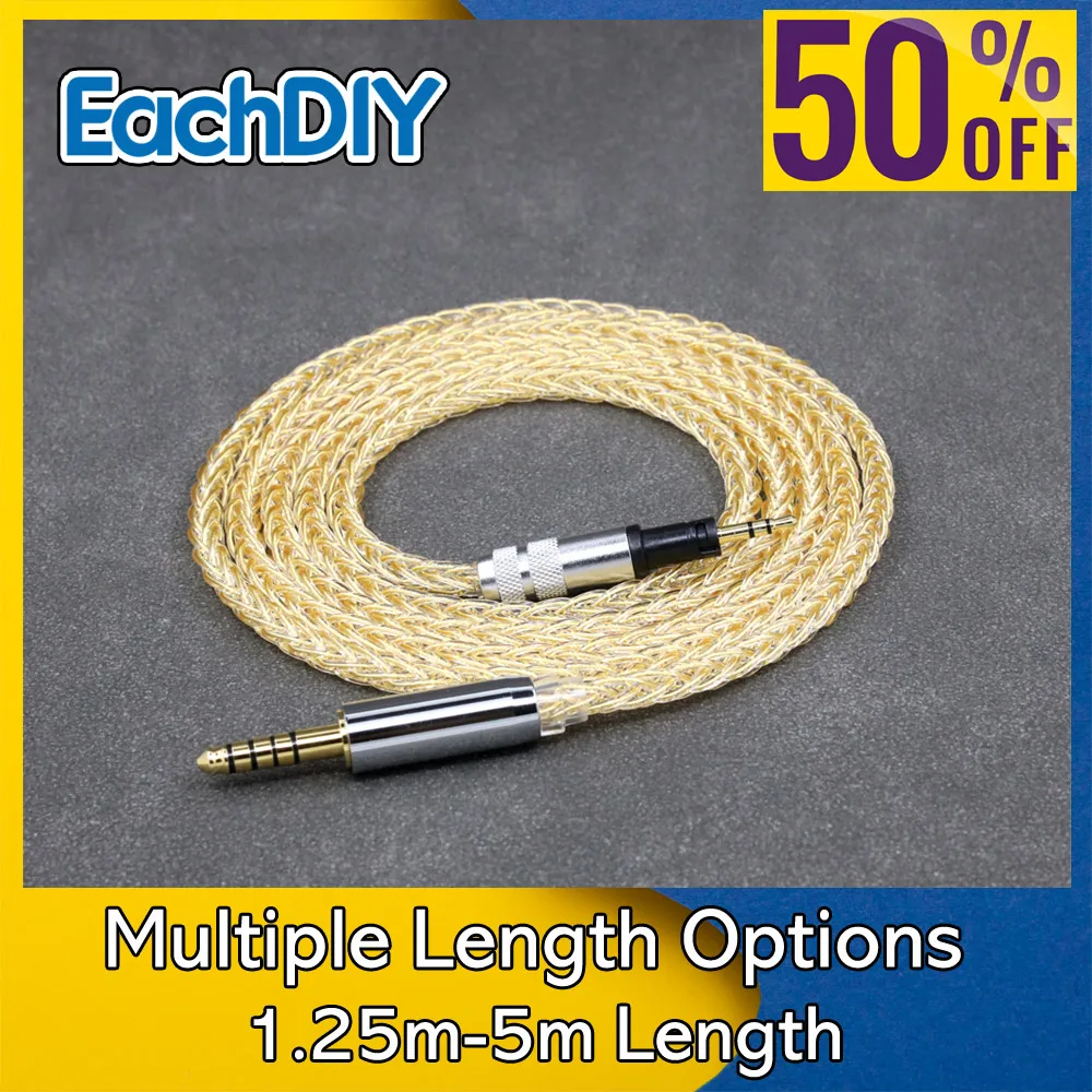 

8 Core 99% 7n Pure Silver 24k Gold Plated Earphone Cable For Sennheiser Momentum 1.0 2.0 Earphone Headset Headphone LN008797