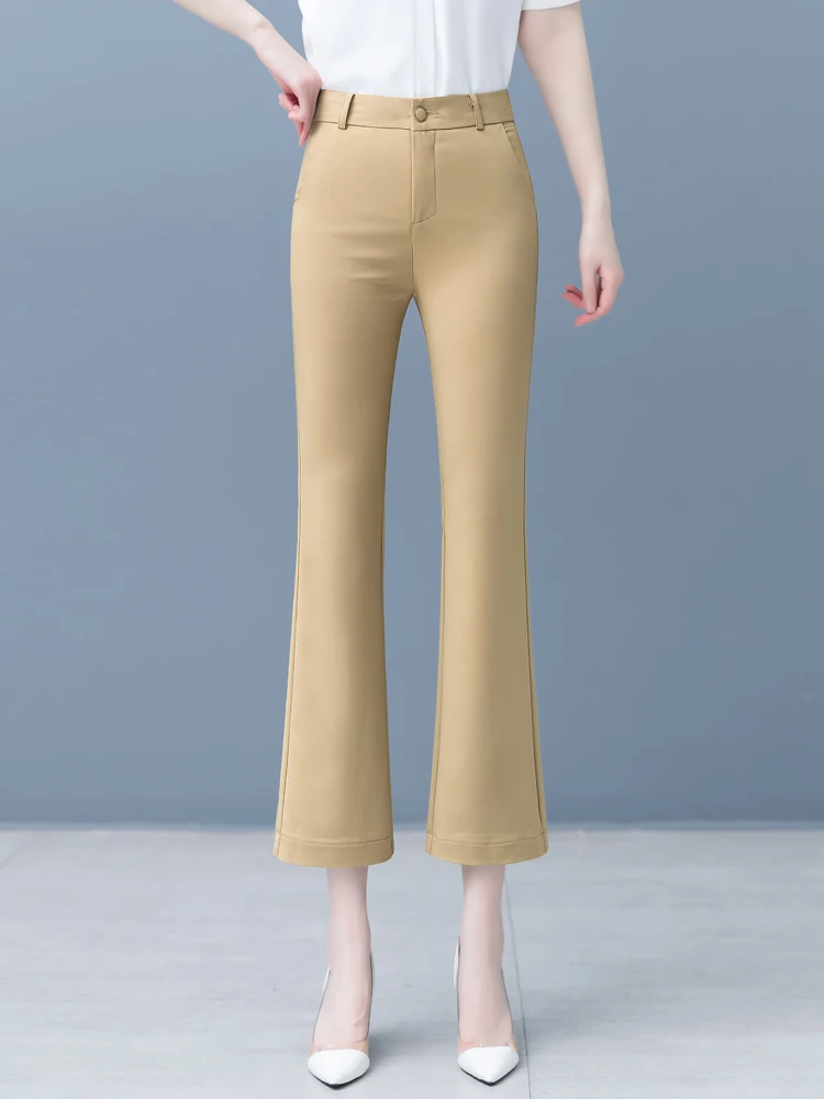 Slimming High Waist Bell Bottom Pants Women's Summer Thin New Style 2026 Korean Version Modal Fabric Casual Wide Leg Trousers