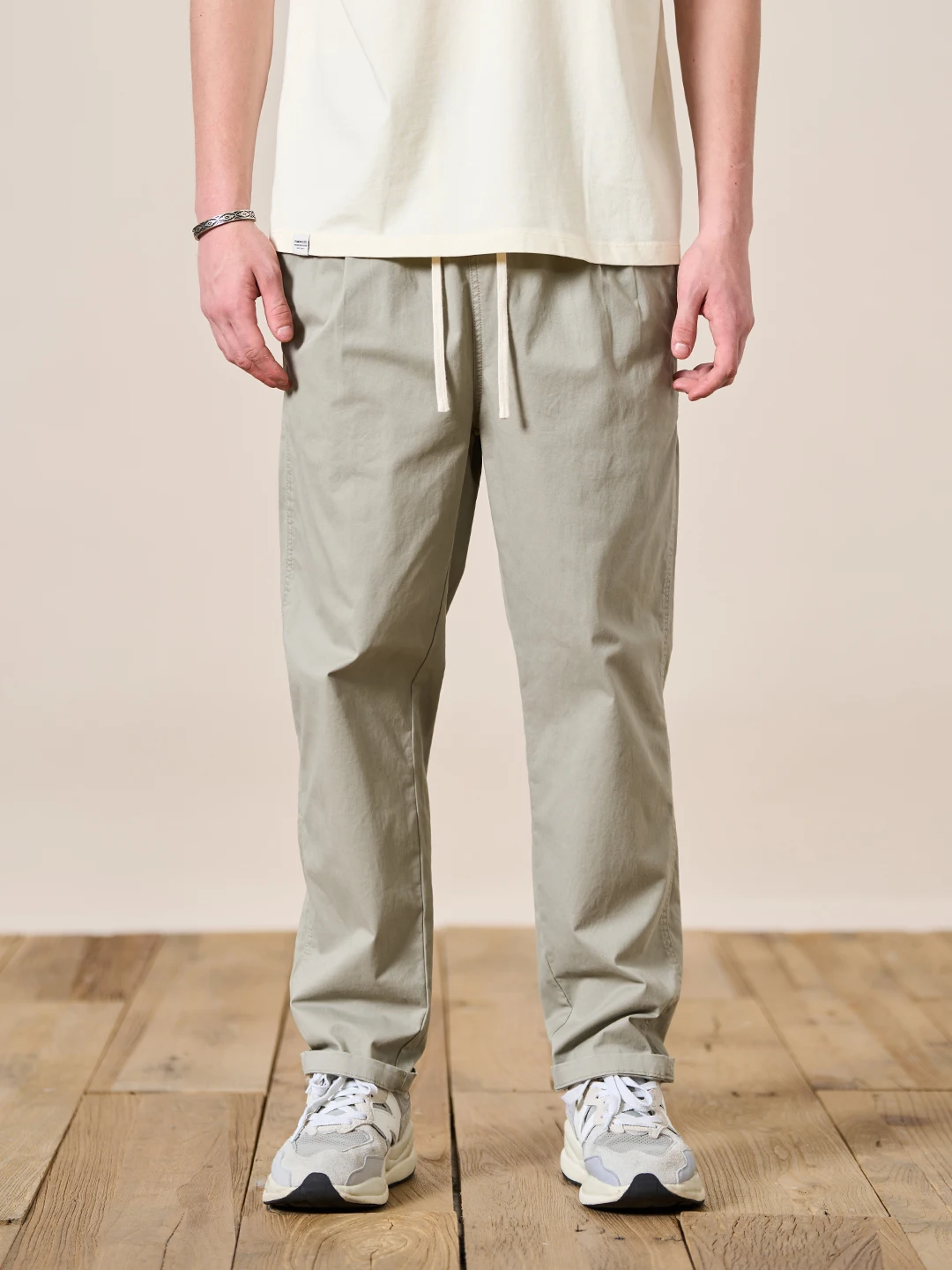 Simwood Loose Casual Pants for Men 230g Cotton Low Elasticity Ceramic Washed Khaki Carbon Grey Loose Fit Youthful Style