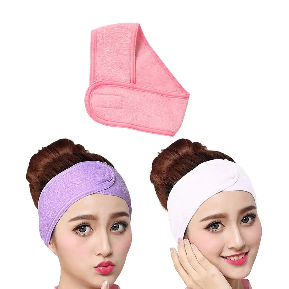 

3 Pcs Headband For Women Toiletry Facial Spa Cloth Adjustable Tape Pink Spa Headband Purple White 23 6x3 3Inch