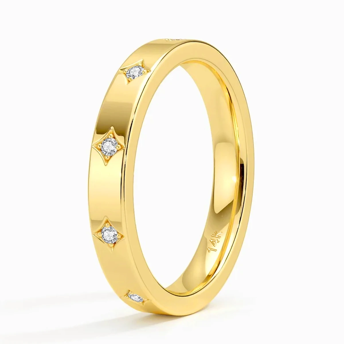 14K Yellow Gold Couple Rings Full Circle Moissanite Diamond Luxury Wedding Band Unisex Ring for Both Men and Women Wedding Bands