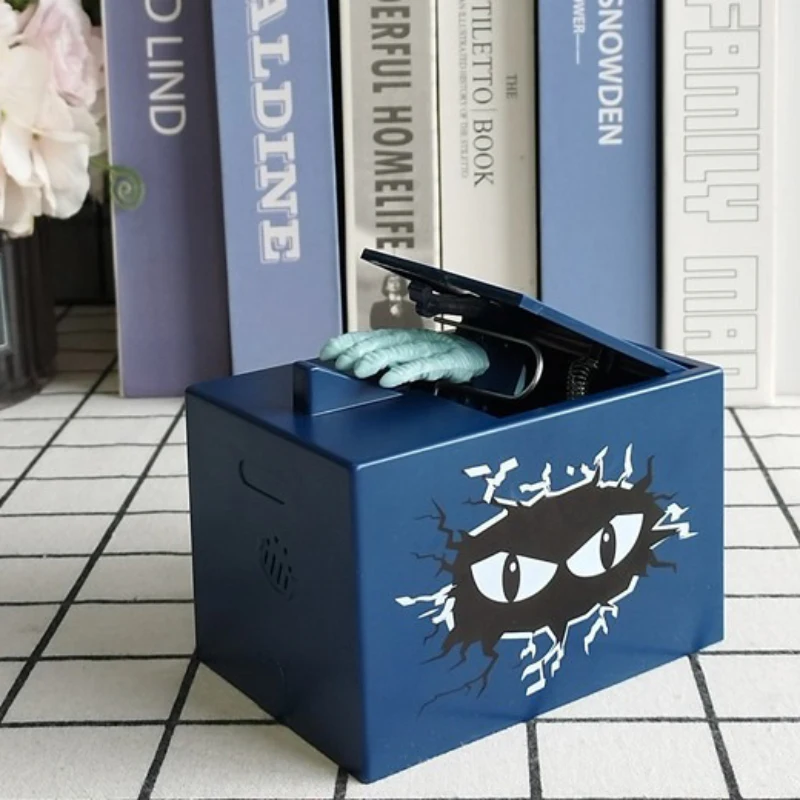 Hucha de gato de dibujos animados linda que roba monedas, caja de dinero eléctrica de dinosaurio con música, juguete de ahorro de dinosaurio para niños, regalo