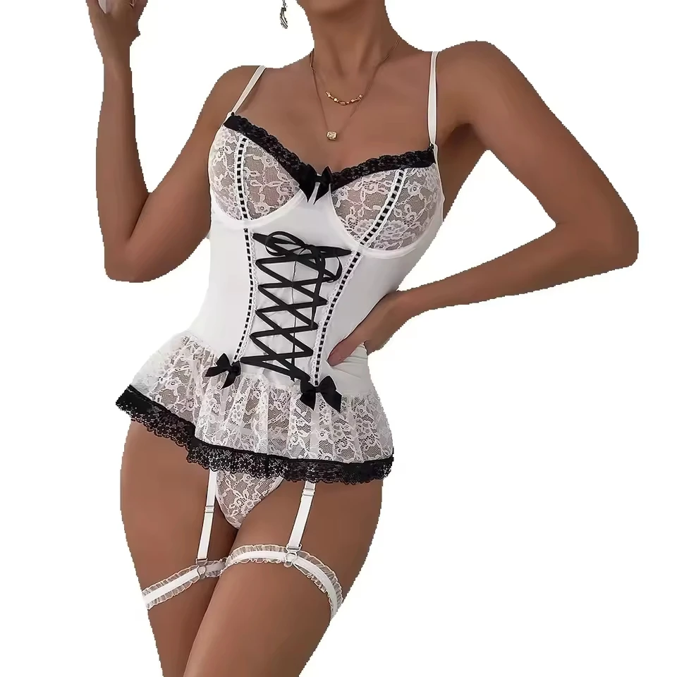 

Shapewear Lingerie Thongs Lace Hemline Suckers Erotic Costumes for Women Elegant 2-Piece Sets Sexy Girl Seamless Outfit Sexy Set