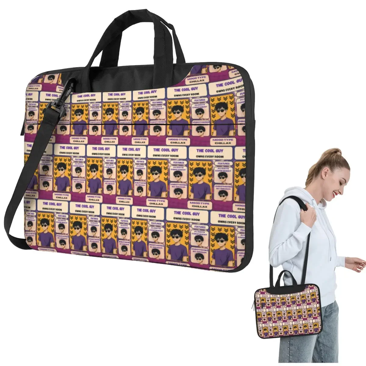 Cool Anime Guy Card Chillax Mood Aesthetic - Bolsa cruzada para ordenador portátil, funda para ordenador portátil de 13, 14 y 15,6 pulgadas, para Lenovo