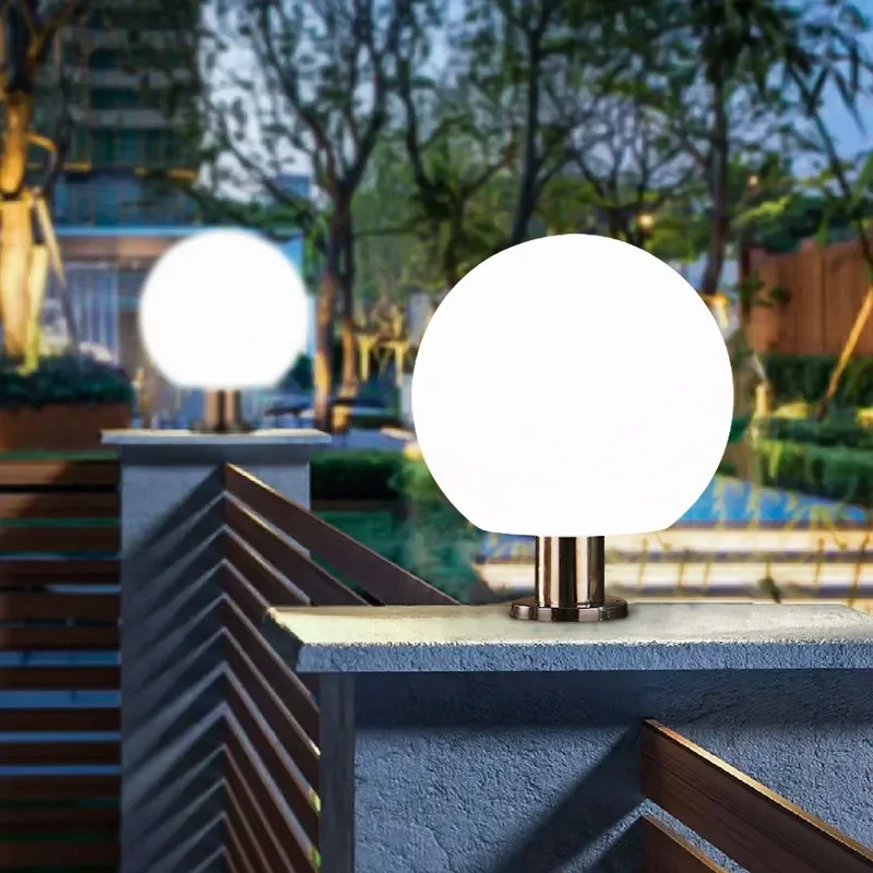 Outdoor stainless steel solar stigma headlights outdoor waterproof villa courtyard landscape fence connected ball wall lights