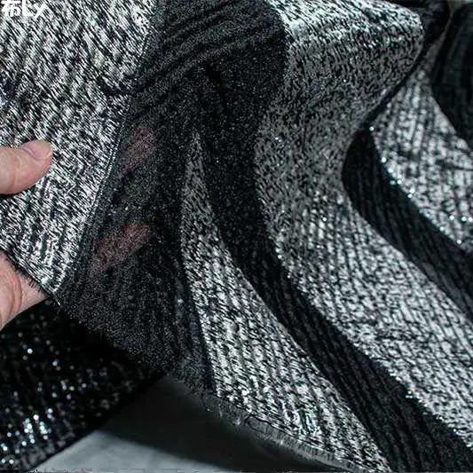 Black abstract three-dimensional jacquard fabric creative clothing dress suit clothing design fabric