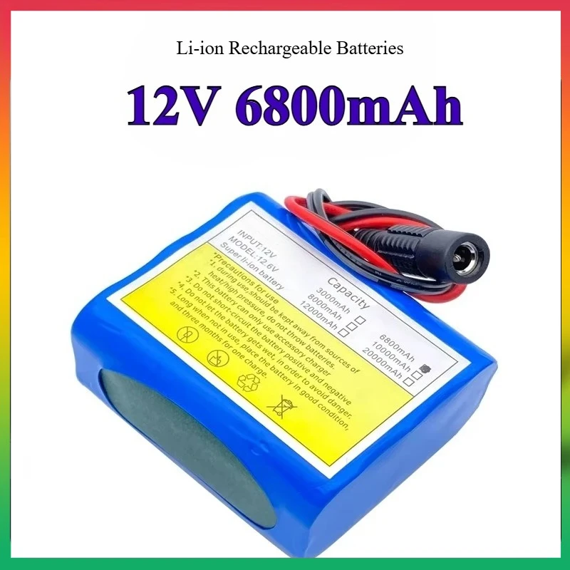 

12V 6800mAh Li-ion Rechargeable Batteries for Monitoring Equipment Battery with BMS Lithium Battery Packs Protection Board