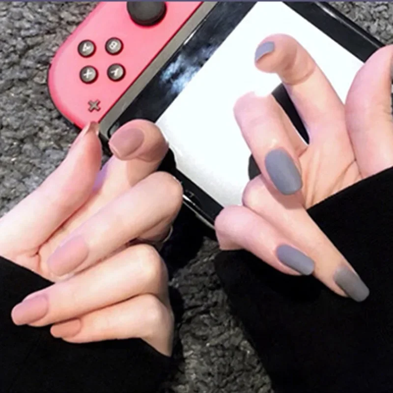 接着剤付きマットネイルチップ,アクリルネイル用ソリッド,24個