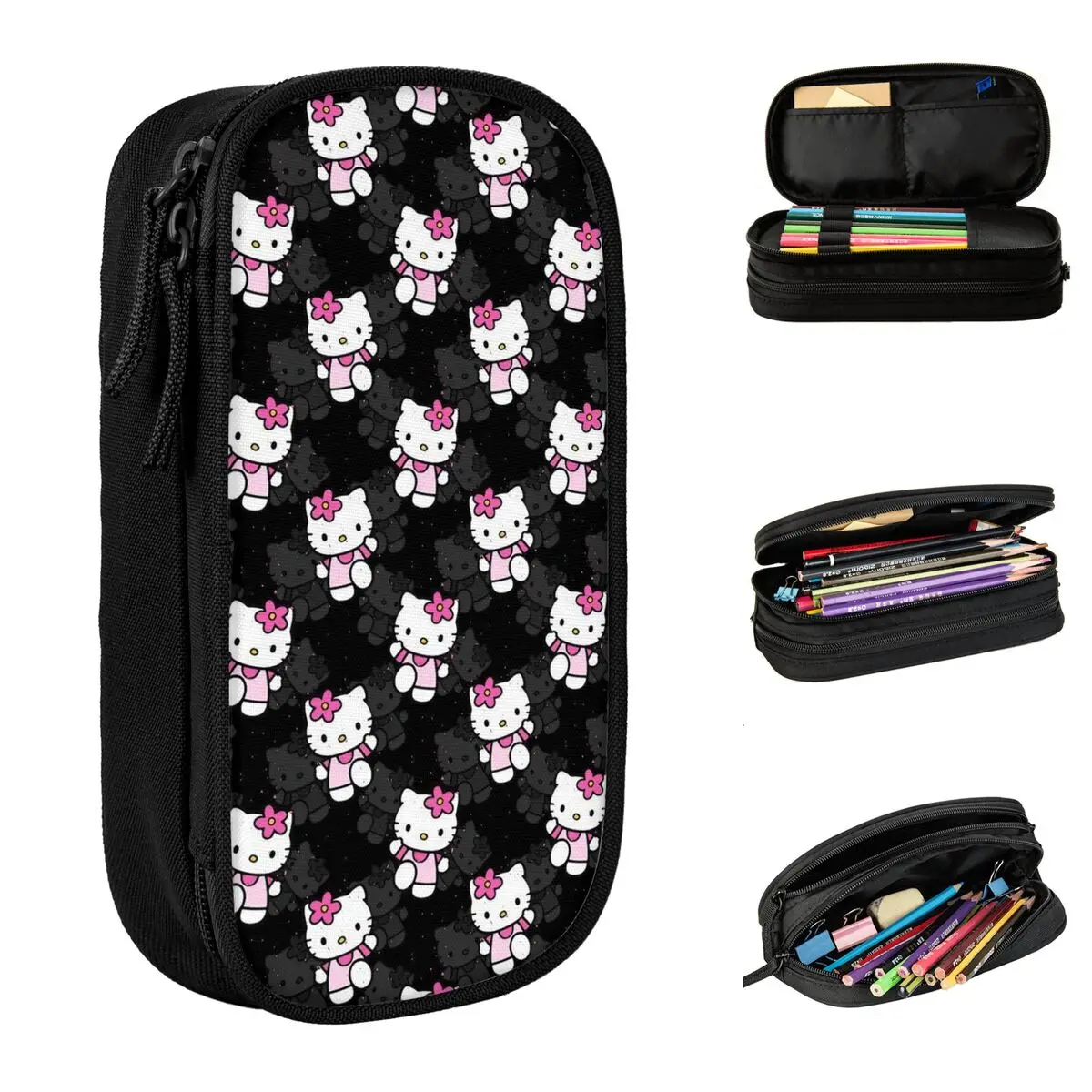 Hello Kitty Pencil Cases Cute Cartoon Pencilcases Pen Holder for Student Large Storage Bag School Supplies Zipper Stationery