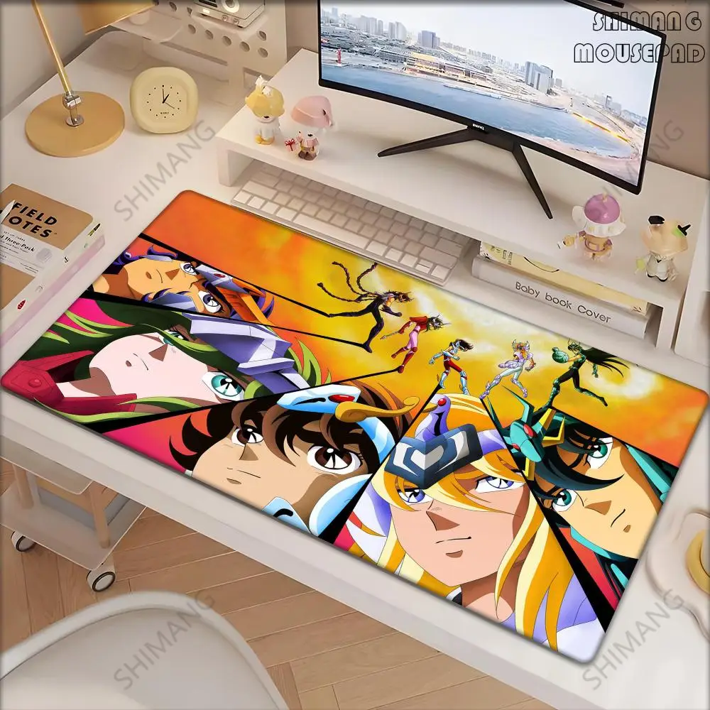 

New WallpaperSaint Seiya Mouse Pad Gamer Desk Protector Gaming Mousepad Pc Accessories Anime Mouse Mats Keyboard Pads Carpet Xxl