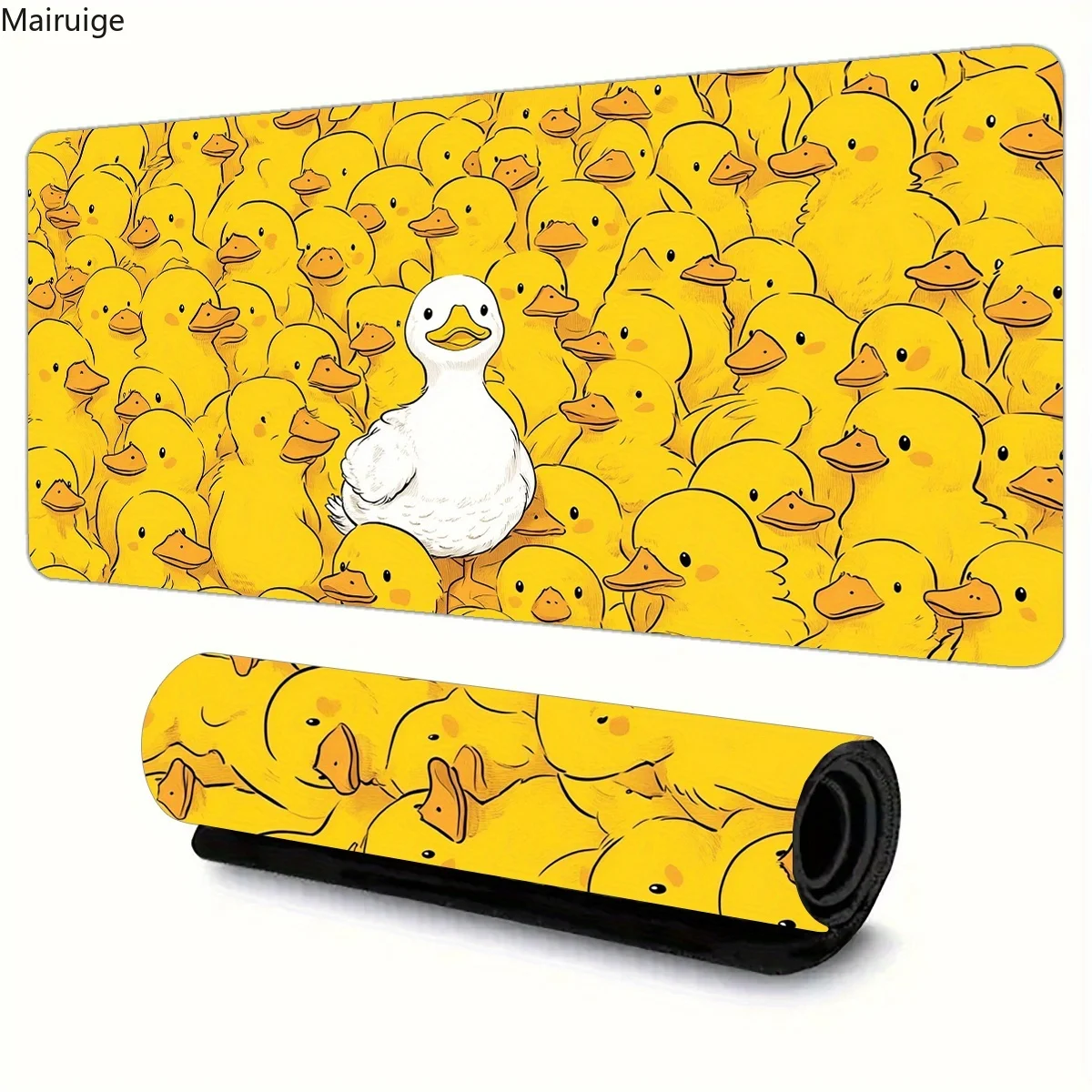 Schattige gele en witte eend muismat grote computer kantoor spelmatten rubberen antislip gaming toetsenbord mousepad lange bureau pad